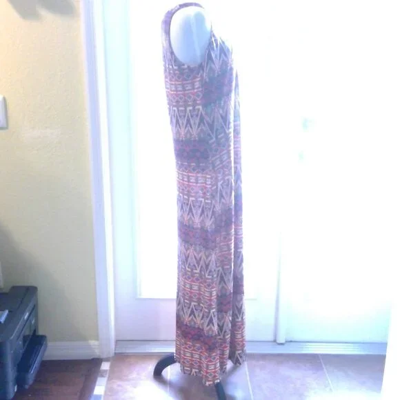 T-Bags Los Angeles Womens Long Beautiful Aztec Design Maxi Tank Dress - Picture 7 of 16